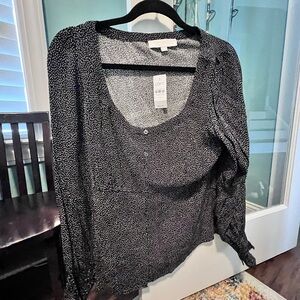 LOFT Monochrome Textured Blouse